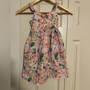 Pink and Green Pleated Sundress with Spaghetti Straps